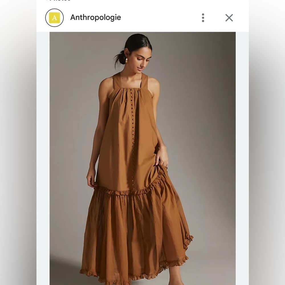 NWT retail $390. #Anthropologie Tan Maxi Dress with shear bottom. Sz 6